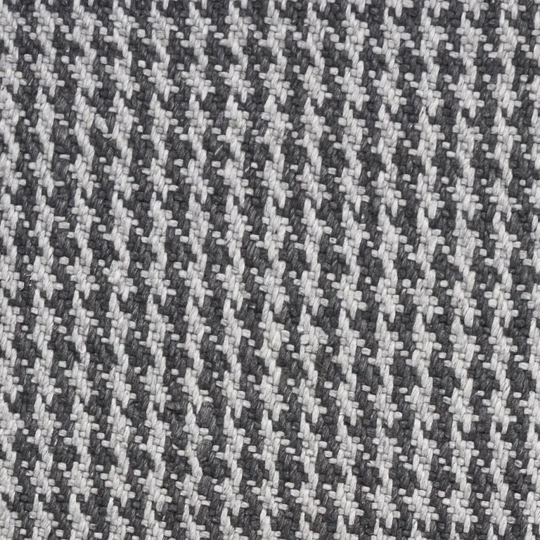 Grey Hand Woven Houndstooth With Braided Fringe Indoor Area Rug Photo 2