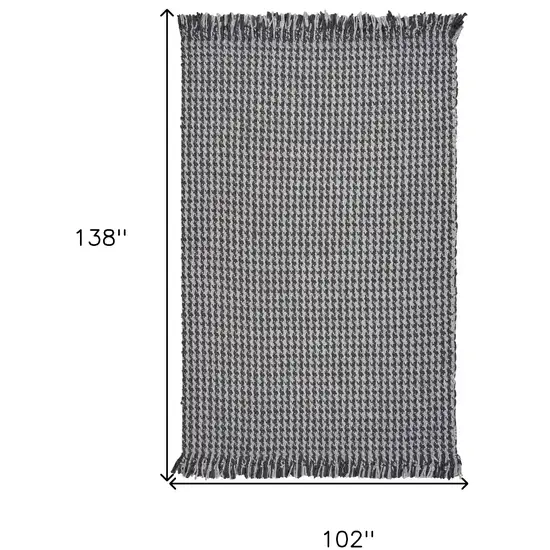 Grey Hand Woven Houndstooth With Braided Fringe Indoor Area Rug Photo 7