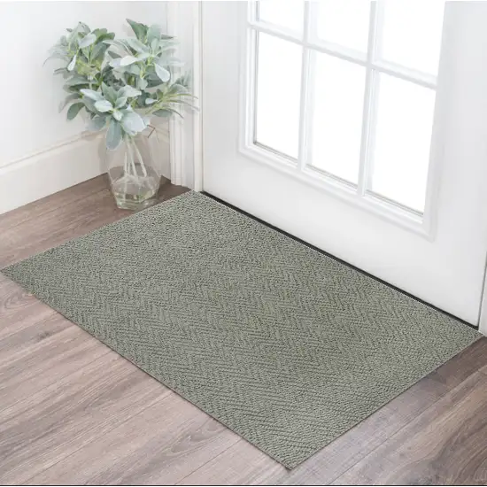 2' X 4' Grey Heather Hand Woven Herringbone Jute Indoor Accent Rug Photo 1