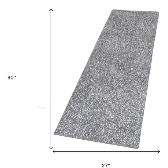 8' Grey Heather Plain Runner Rug Photo 4