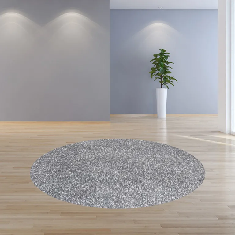 Grey Heather Round Indoor Shag Rug Photo 4