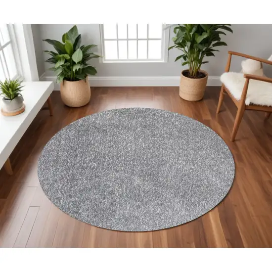 8' Gray Round Hand Woven Area Rug Photo 1