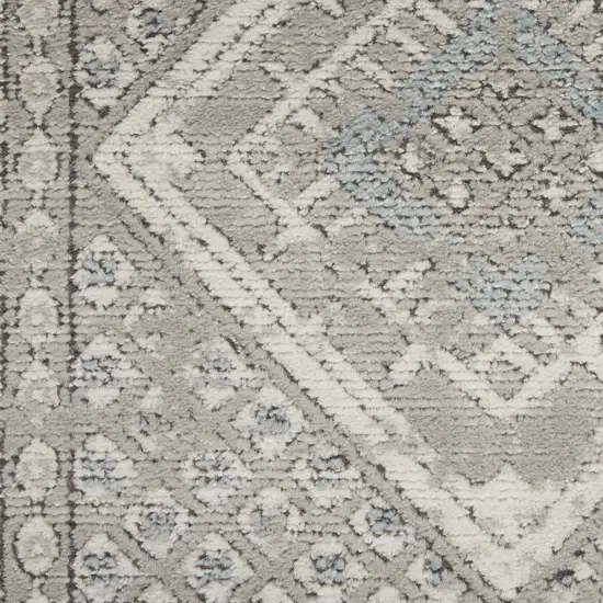 Grey Ivory And Blue Southwestern Power Loom Non Skid Area Rug Photo 6