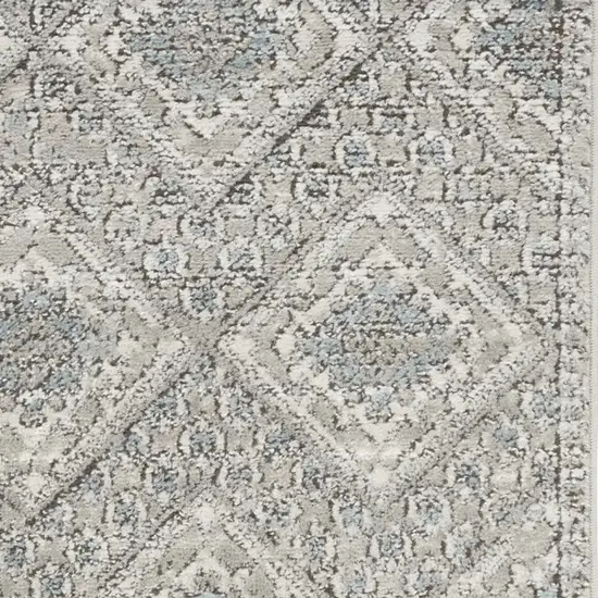 Grey Ivory And Blue Southwestern Power Loom Non Skid Area Rug Photo 3