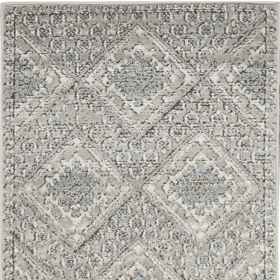 Grey Ivory And Blue Southwestern Power Loom Non Skid Area Rug Photo 4