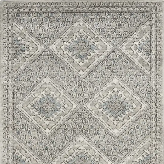 Grey Ivory And Blue Southwestern Power Loom Non Skid Area Rug Photo 4