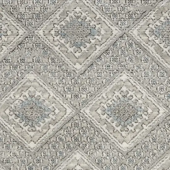 Grey Ivory And Blue Southwestern Power Loom Non Skid Area Rug Photo 3