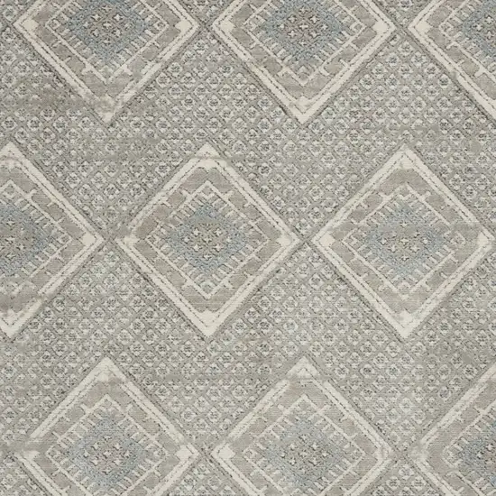 Grey Ivory And Blue Southwestern Power Loom Non Skid Area Rug Photo 3