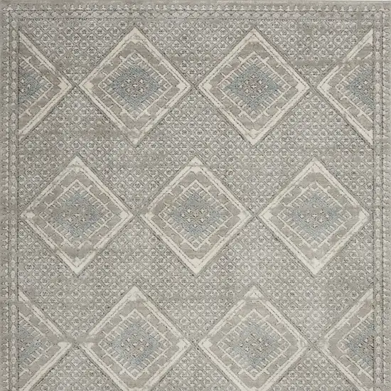 Grey Ivory And Blue Southwestern Power Loom Non Skid Area Rug Photo 4