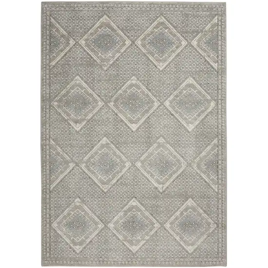 Grey Ivory And Blue Southwestern Power Loom Non Skid Area Rug Photo 1