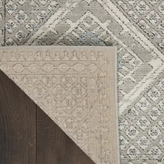 Grey Ivory And Blue Southwestern Power Loom Non Skid Area Rug Photo 8