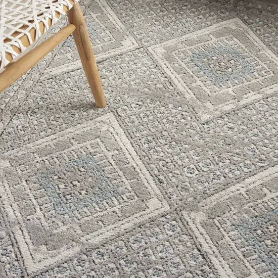 Grey Ivory And Blue Southwestern Power Loom Non Skid Area Rug Photo 7