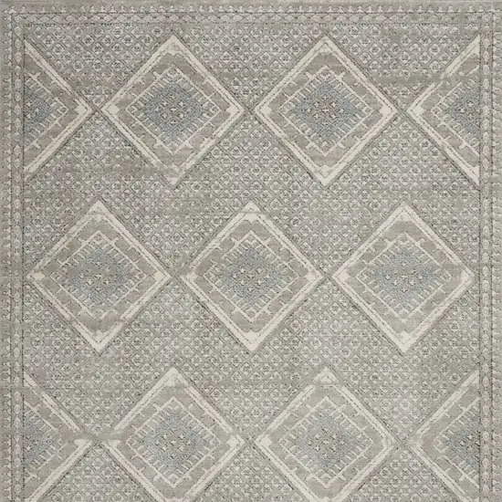 Grey Ivory And Blue Southwestern Power Loom Non Skid Area Rug Photo 4