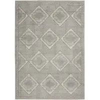 Photo of Grey Ivory And Blue Southwestern Power Loom Non Skid Area Rug