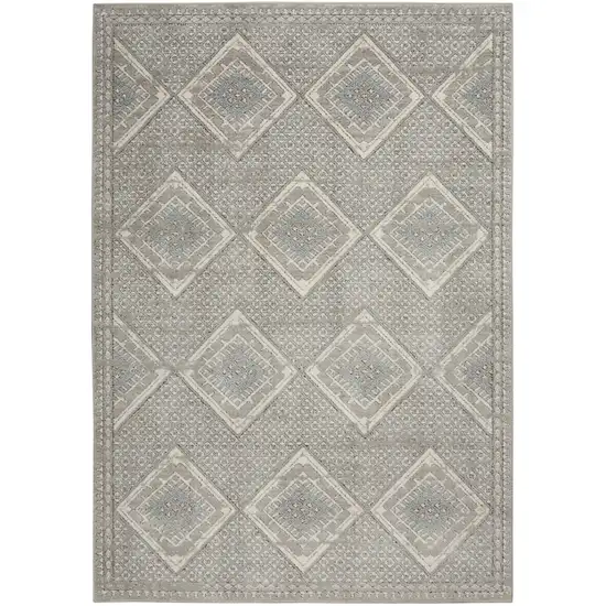 Grey Ivory And Blue Southwestern Power Loom Non Skid Area Rug Photo 1