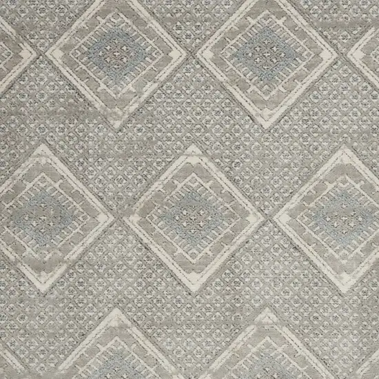 Grey Ivory And Blue Southwestern Power Loom Non Skid Area Rug Photo 6