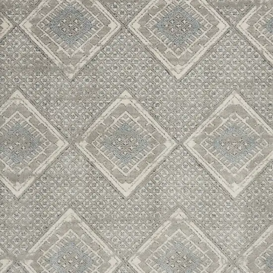 Grey Ivory And Blue Southwestern Power Loom Non Skid Area Rug Photo 3