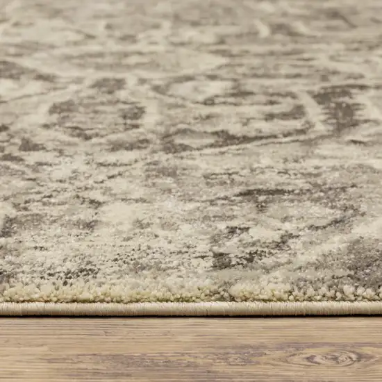 Grey Ivory And Brown Oriental Power Loom Stain Resistant Area Rug Photo 9