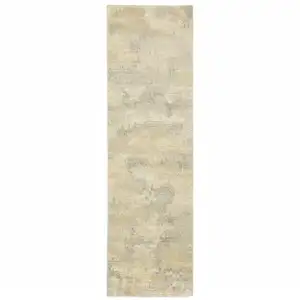 Photo of Grey Ivory Beige And Taupe Abstract Power Loom Stain Resistant Runner Rug