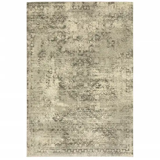 Grey Ivory Beige And Taupe Oriental Power Loom Stain Resistant Area Rug Photo 2