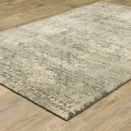 Grey Ivory Beige And Taupe Oriental Power Loom Stain Resistant Area Rug Photo 6