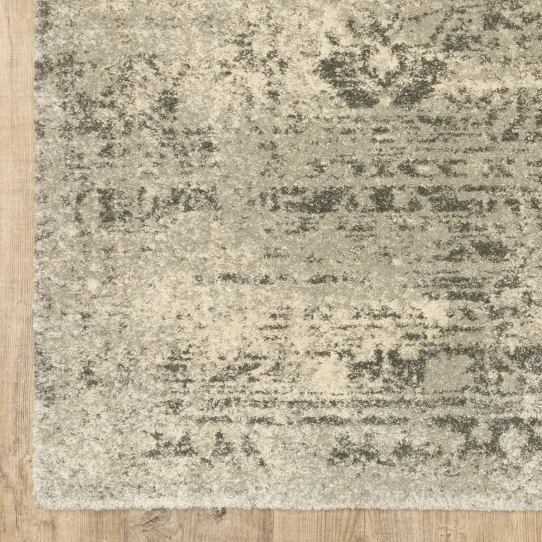 Grey Ivory Beige And Taupe Oriental Power Loom Stain Resistant Runner Rug Photo 2