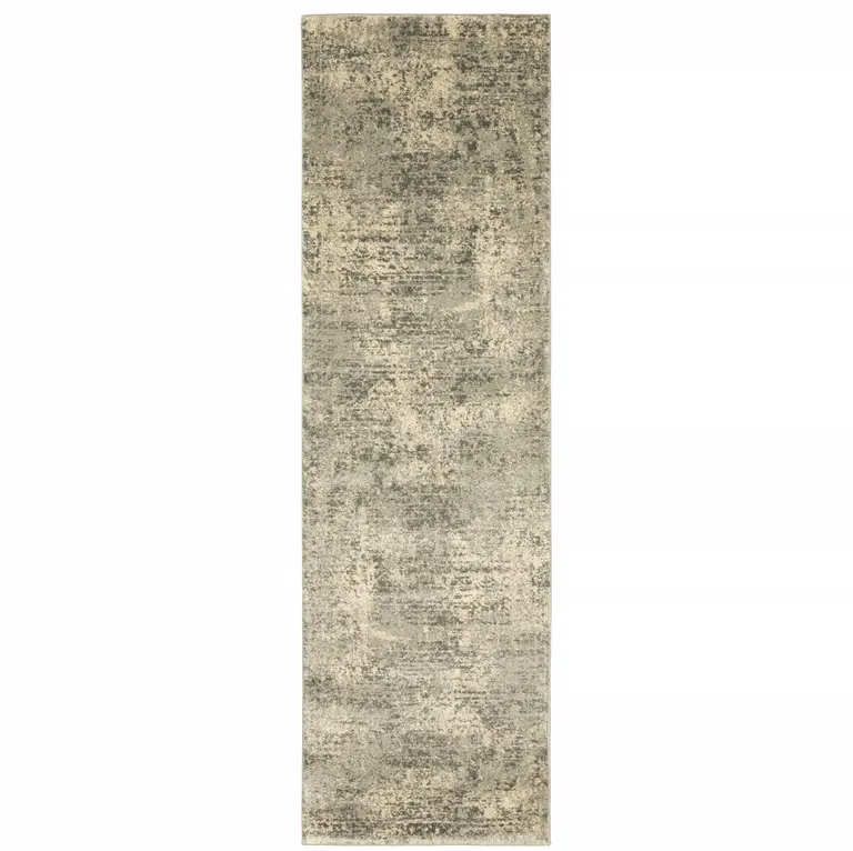 Grey Ivory Beige And Taupe Oriental Power Loom Stain Resistant Runner Rug Photo 1