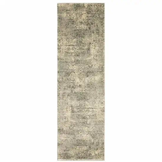 Grey Ivory Beige And Taupe Oriental Power Loom Stain Resistant Runner Rug Photo 1