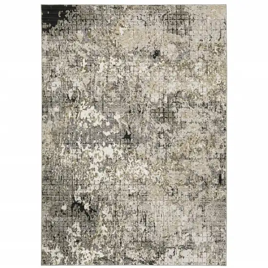 Grey Ivory Beige Charcoal Black Tan And Brown Abstract Power Loom Stain Resistant Area Rug Photo 1