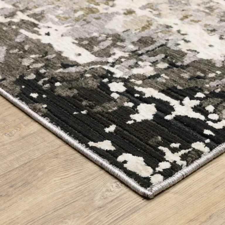 Grey Ivory Beige Charcoal Black Tan And Brown Abstract Power Loom Stain Resistant Area Rug Photo 5