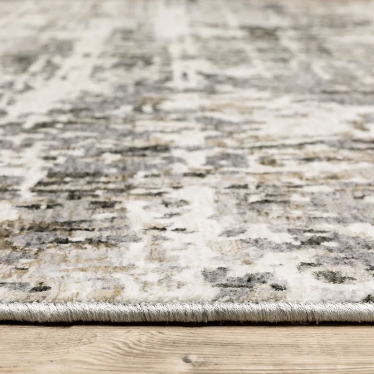 Grey Ivory Beige Charcoal Black Tan And Brown Abstract Power Loom Stain Resistant Area Rug Photo 3