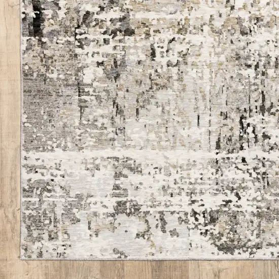 Grey Ivory Beige Charcoal Black Tan And Brown Abstract Power Loom Stain Resistant Area Rug Photo 4