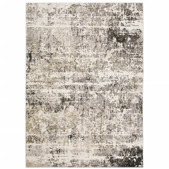 Grey Ivory Beige Charcoal Black Tan And Brown Abstract Power Loom Stain Resistant Area Rug Photo 1