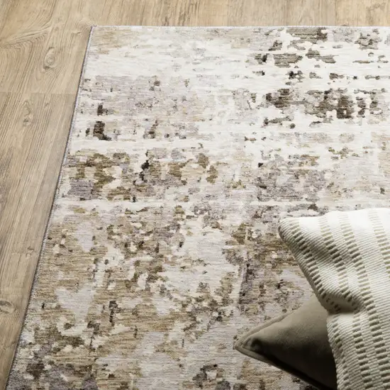 Grey Ivory Beige Charcoal Black Tan And Brown Abstract Power Loom Stain Resistant Area Rug Photo 7