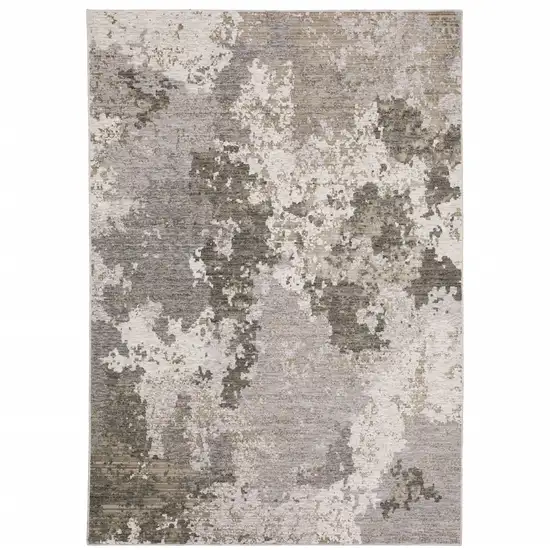 Grey Ivory Beige Tan Brown And Black Abstract Power Loom Stain Resistant Area Rug Photo 1