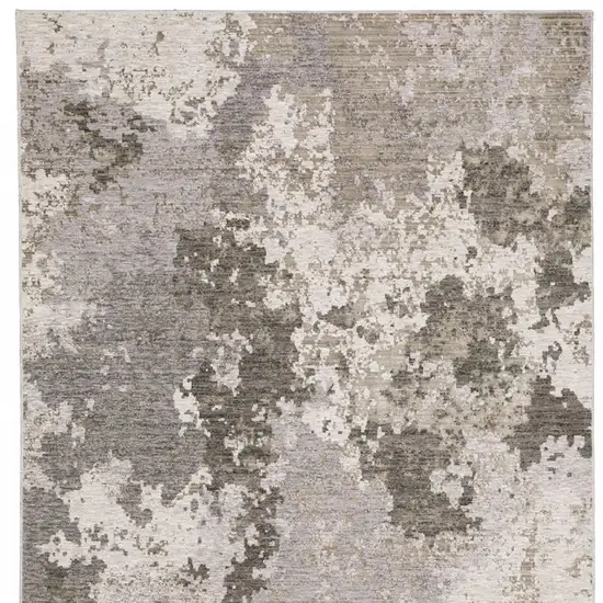 Grey Ivory Beige Tan Brown And Black Abstract Power Loom Stain Resistant Area Rug Photo 11