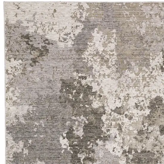 Grey Ivory Beige Tan Brown And Black Abstract Power Loom Stain Resistant Area Rug Photo 10