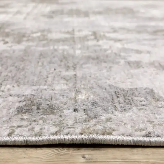 Grey Ivory Beige Tan Brown And Black Abstract Power Loom Stain Resistant Runner Rug Photo 5