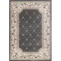 Photo of Grey Ivory Bordered Floral Indoor Area Rug