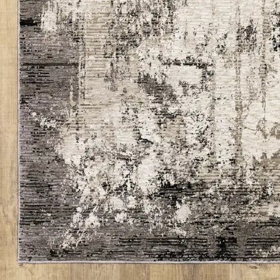 Grey Ivory Charcoal Tan Black And Beige Abstract Power Loom Stain Resistant Area Rug Photo 2