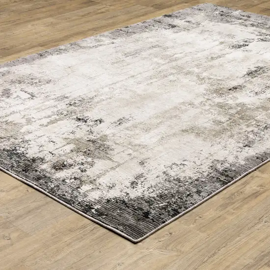 Grey Ivory Charcoal Tan Black And Beige Abstract Power Loom Stain Resistant Area Rug Photo 7