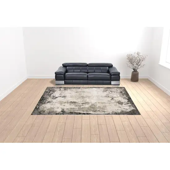 Grey Ivory Charcoal Tan Black And Beige Abstract Power Loom Stain Resistant Area Rug Photo 3