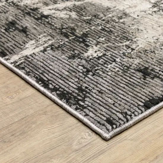 Grey Ivory Charcoal Tan Black And Beige Abstract Power Loom Stain Resistant Area Rug Photo 6