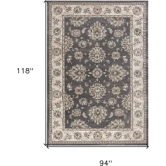 8'X10' Grey Ivory Floral Indoor Area Rug Photo 9