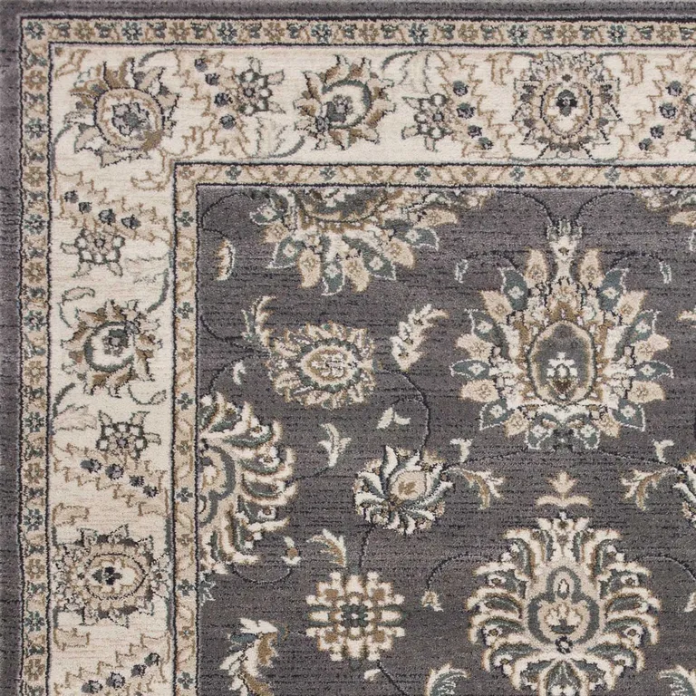 Grey Ivory Floral Indoor Area Rug Photo 3