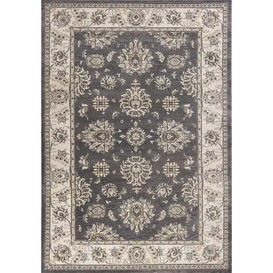 Grey Ivory Floral Indoor Area Rug Photo 1