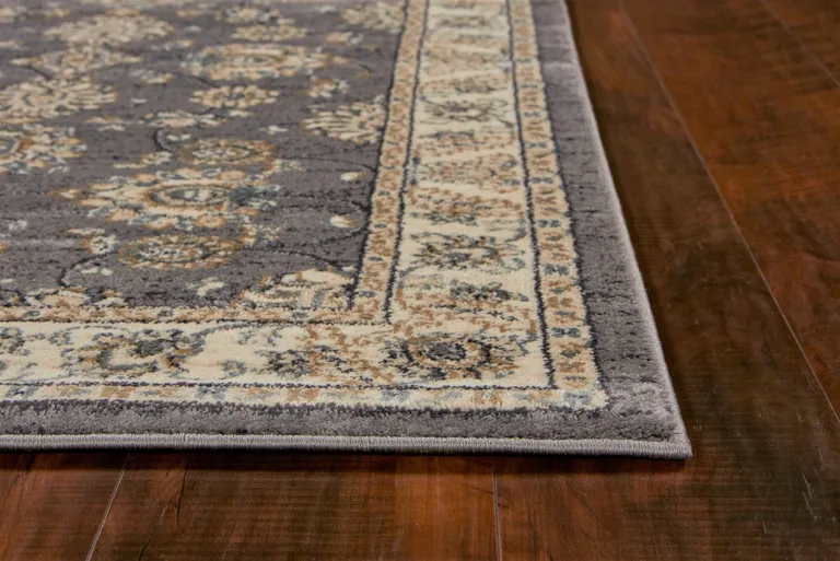 Grey Ivory Floral Indoor Area Rug Photo 5