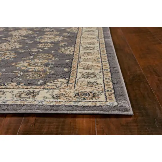 Grey Ivory Floral Indoor Area Rug Photo 5