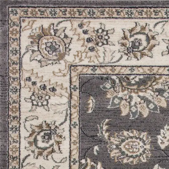 Grey Ivory Floral Indoor Area Rug Photo 2