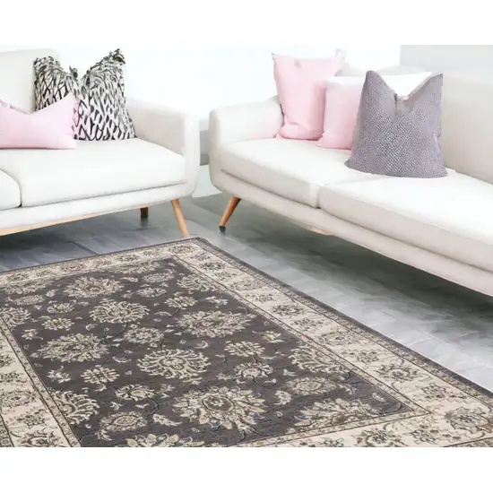 8'X10' Grey Ivory Floral Indoor Area Rug Photo 2